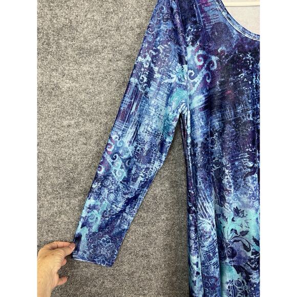 Soft Surroundings Velvet Dress Women's Large Maxi Blue and Purple Long Sleeve - Picture 6 of 15